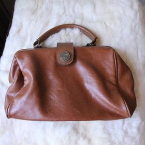 Vintage Brown leather hinge top purse